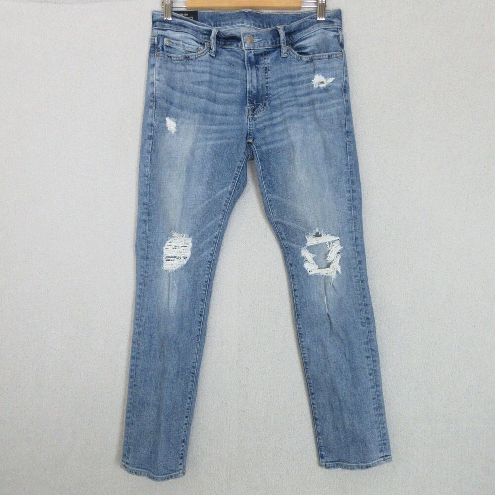 Abercrombie & Fitch Jeans Mens 30x30 Skinny Light Wash Distressed Ripped Denim
